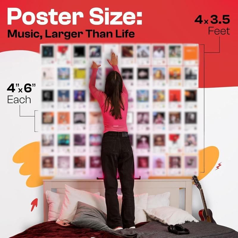 80 Pcs Album Cover Posters, 6X6 Inch Prints & 50 Stickers - Durable Wall Decor for Music Lovers & Rapper Room Decoration Artistic Ornaments