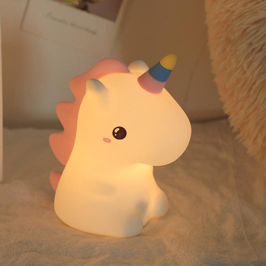 Unicorn Cartoon Cute Soft Light Night Light Baby Sleeping with Good-Looking Bedroom Decoration Table Lamp Silicone Night Lamp