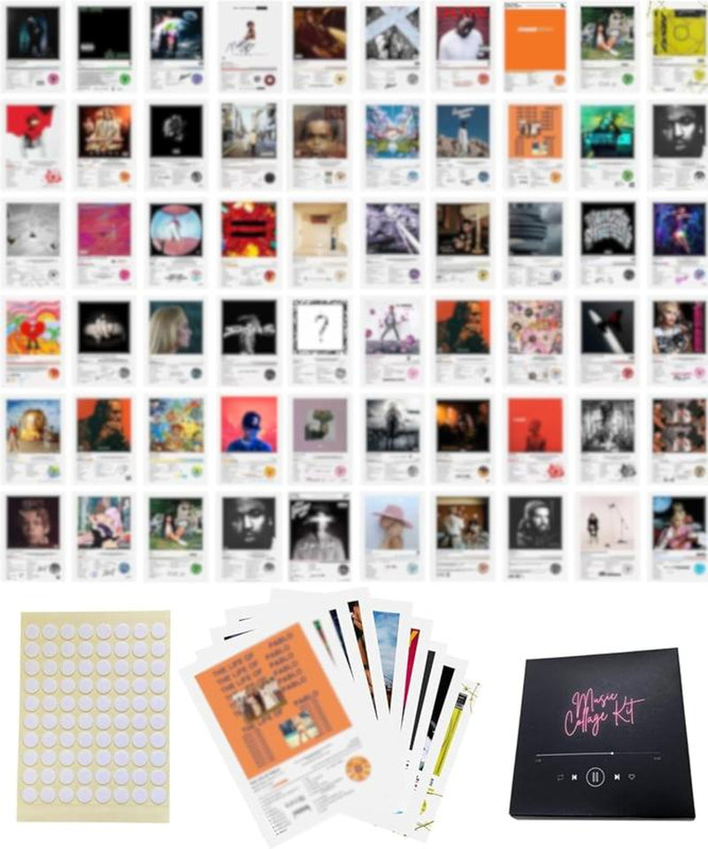 80 Pcs Album Cover Posters, 6X6 Inch Prints & 50 Stickers - Durable Wall Decor for Music Lovers & Rapper Room Decoration Artistic Ornaments