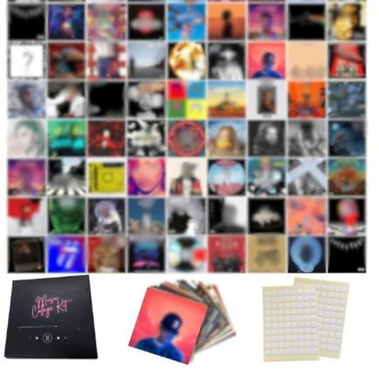 80 Pcs Album Cover Posters, 6X6 Inch Prints & 50 Stickers - Durable Wall Decor for Music Lovers & Rapper Room Decoration Artistic Ornaments