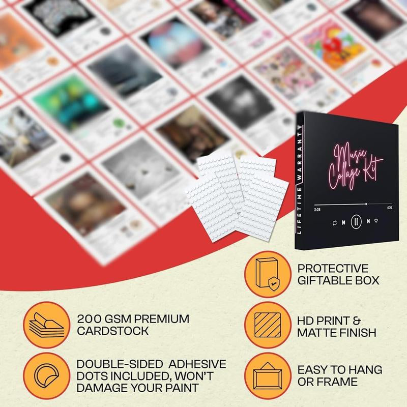 80 Pcs Album Cover Posters, 6X6 Inch Prints & 50 Stickers - Durable Wall Decor for Music Lovers & Rapper Room Decoration Artistic Ornaments