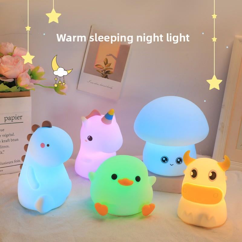 Unicorn Cartoon Cute Soft Light Night Light Baby Sleeping with Good-Looking Bedroom Decoration Table Lamp Silicone Night Lamp